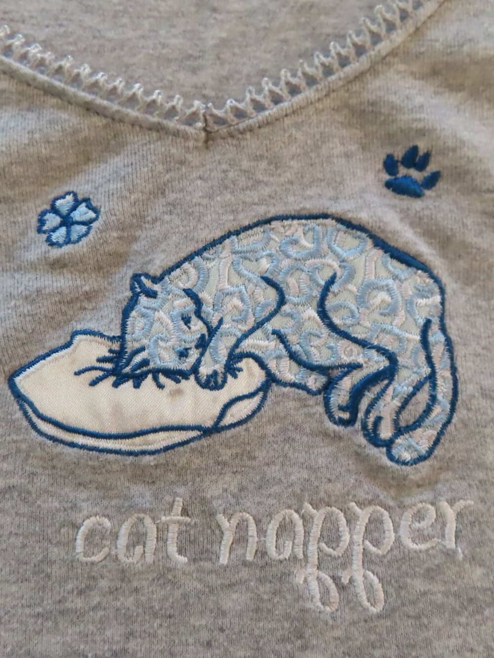 Adonna 2 Piece Pajama Set Cat Kitten Cotton Medium Embroidered Nap Sleepwear